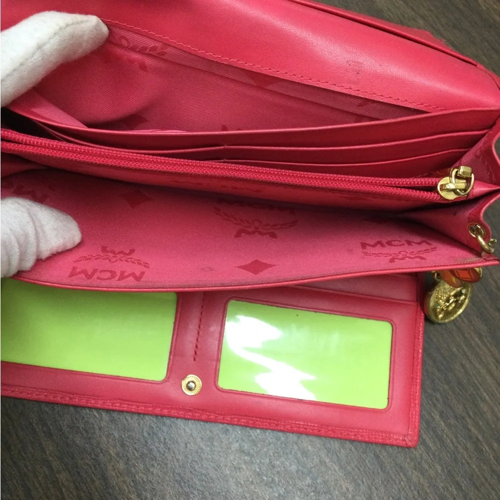MCM Red Leather Continental Wallet